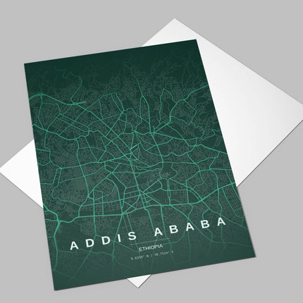 Addis Ababa Map Art Print - Alternative Angle View