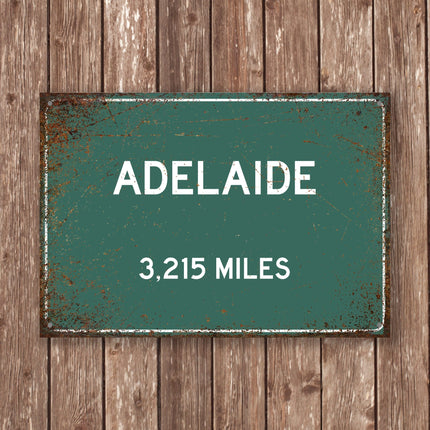 Adelaide Distance Sign - Close Up Detail View