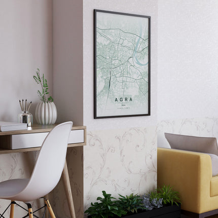 Agra Map Art Print - Alternative Angle View