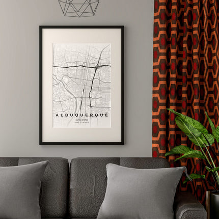 Albuquerque Map Art Print - Close Up Detail View