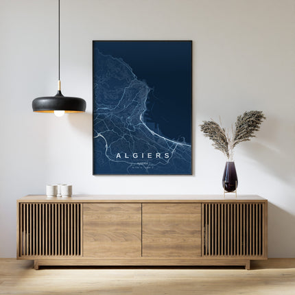Algiers Map Art Print - Close Up Detail View