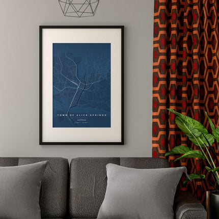 Alice Springs Map Art Print - Close Up Detail View