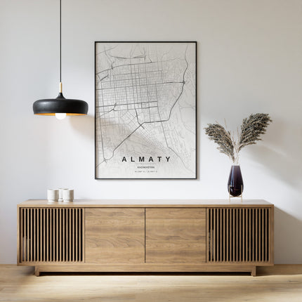 Almaty Map Art Print - Close Up Detail View