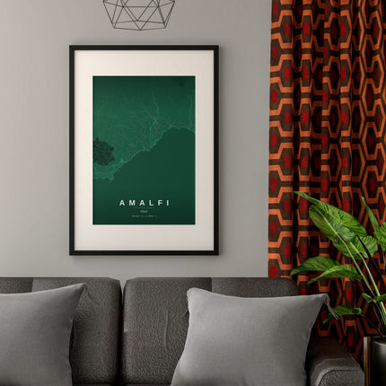 Amalfi Map Art Print - Alternative Angle View