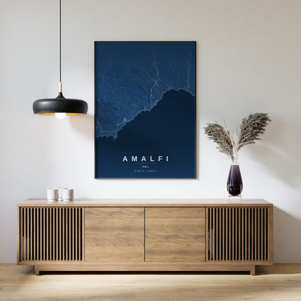 Amalfi Map Art Print - Close Up Detail View