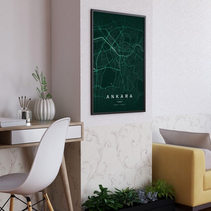 Ankara Map Art Print - Lifestyle Room Setting