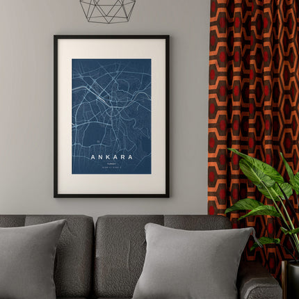 Ankara Map Art Print - Close Up Detail View