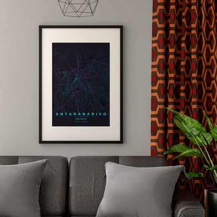 Antananarivo Map Art Print - Alternative Angle View