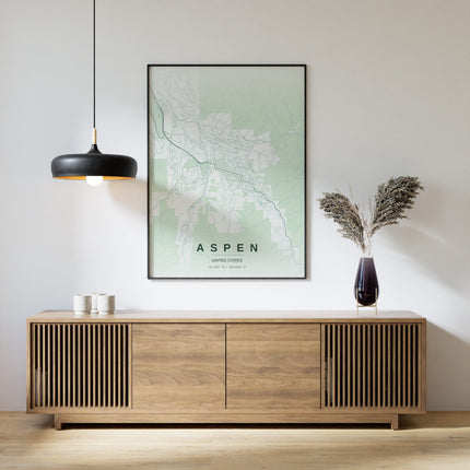 Aspen Map Art Print - Close Up Detail View