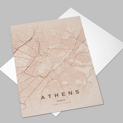 Athens Map Art Print - Close Up Detail View