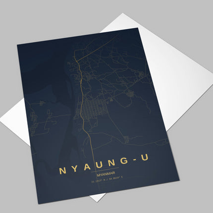 Bagan Temples Map Art Print - Alternative Angle View