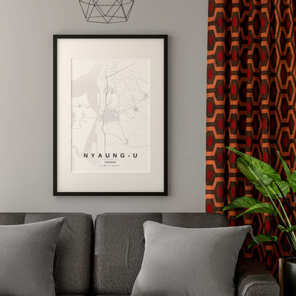 Bagan Temples Map Art Print - Lifestyle Room Setting
