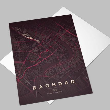 Baghdad Map Art Print - Alternative Angle View