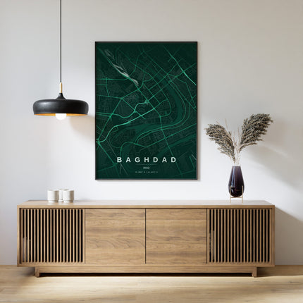 Baghdad Map Art Print - Lifestyle Room Setting