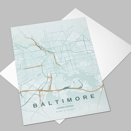 Baltimore Map Art Print - Close Up Detail View