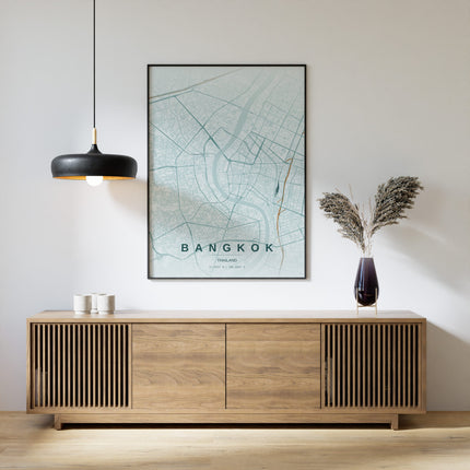 Bangkok Map Art Print - Close Up Detail View