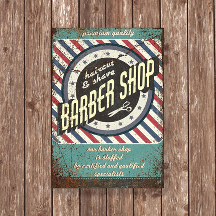 Barber Shop Haircut Sign - Close Up Detail View