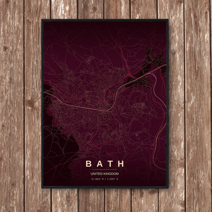 Bath Map Art Print - Wall Print | Personalised Gift