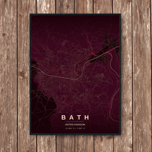 Bath Map Art Print - Wall Print | Personalised Gift