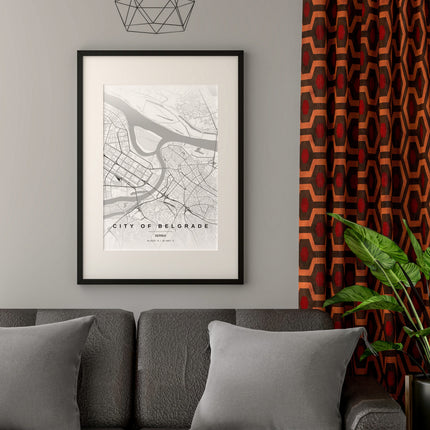 Belgrade Map Art Print - Close Up Detail View