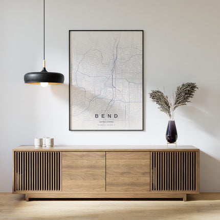 Bend Map Art Print - Alternative Angle View