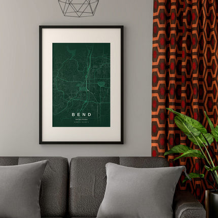 Bend Map Art Print - Alternative Angle View