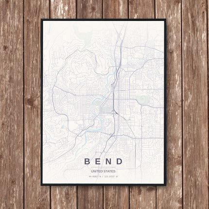 Bend Map Art Print - Wall Print | Personalised Gift