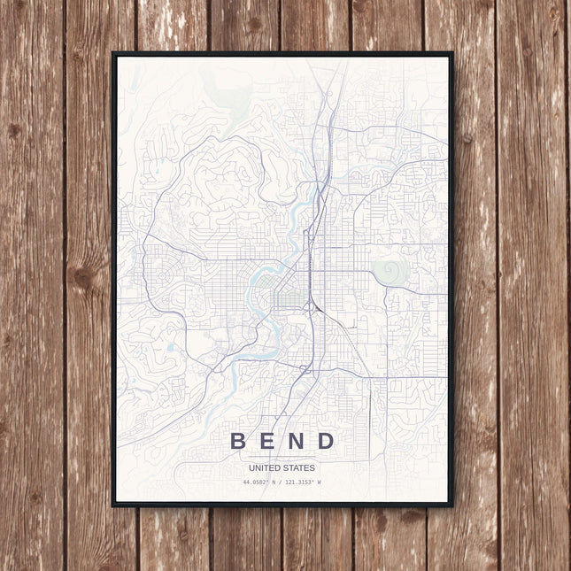 Bend Map Art Print - Wall Print | Personalised Gift