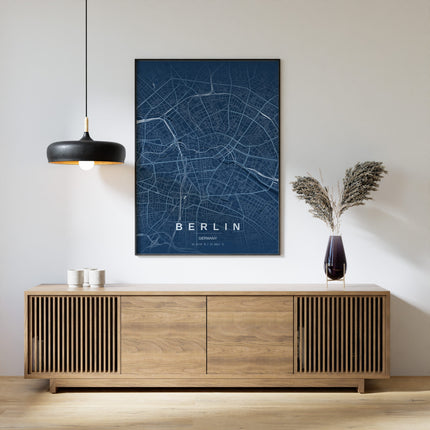 Berlin Map Art Print - Close Up Detail View