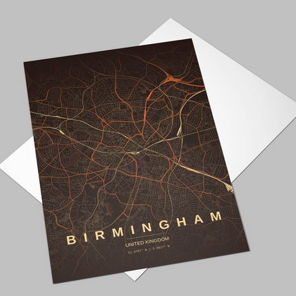 Birmingham Map Art Print - Alternative Angle View