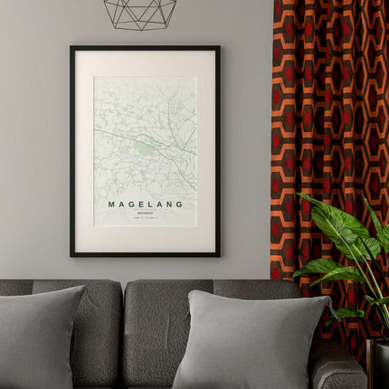 Borobudur Temple Map Art Print - Alternative Angle View