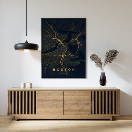 Boston Map Art Print - Alternative Angle View