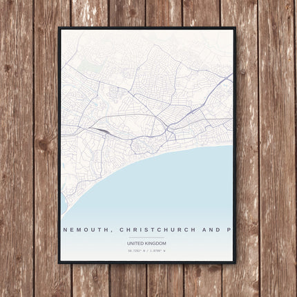 Bournemouth Map Art Print - Wall Print | Personalised Gift