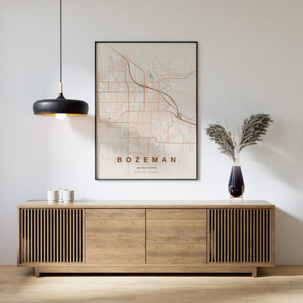 Bozeman Map Art Print - Alternative Angle View