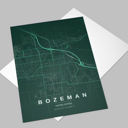 Bozeman Map Art Print - Close Up Detail View