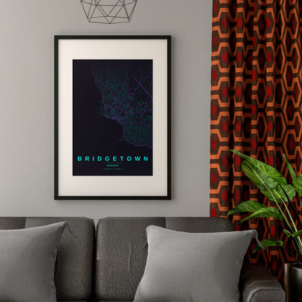 Bridgetown Map Art Print - Alternative Angle View