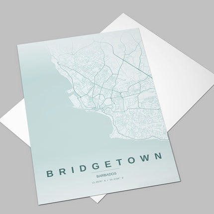 Bridgetown Map Art Print - Close Up Detail View