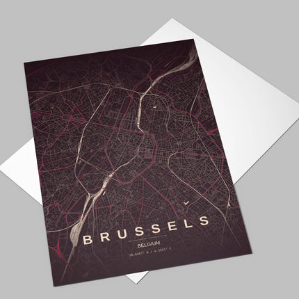 Brussels Map Art Print - Alternative Angle View