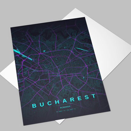 Bucharest Map Art Print - Alternative Angle View