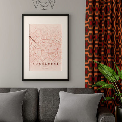 Bucharest Map Art Print - Lifestyle Room Setting