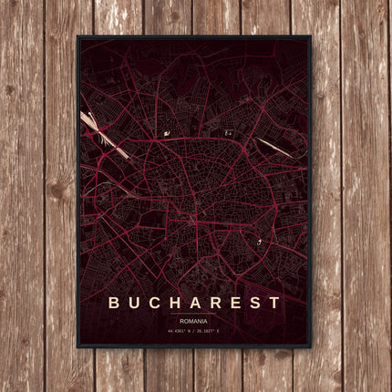 Bucharest Map Art Print - Wall Print | Personalised Gift