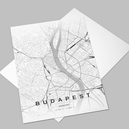 Budapest Map Art Print - Close Up Detail View