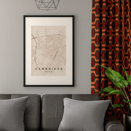 Cambridge Map Art Print - Alternative Angle View