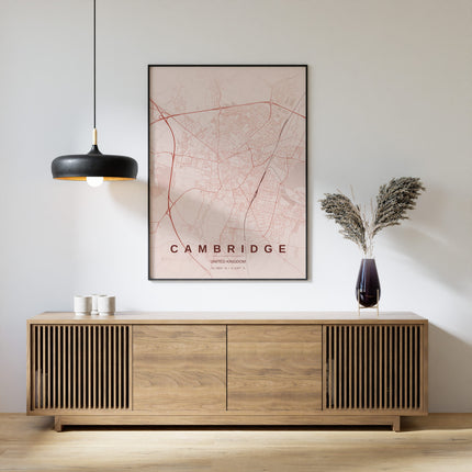 Cambridge Map Art Print - Alternative Angle View