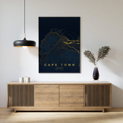 Cape Town Map Art Print - Alternative Angle View