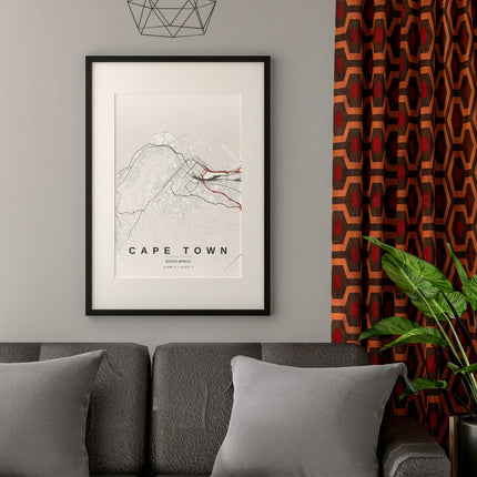 Cape Town Map Art Print - Lifestyle Room Setting