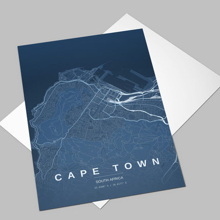 Cape Town Map Art Print - Close Up Detail View