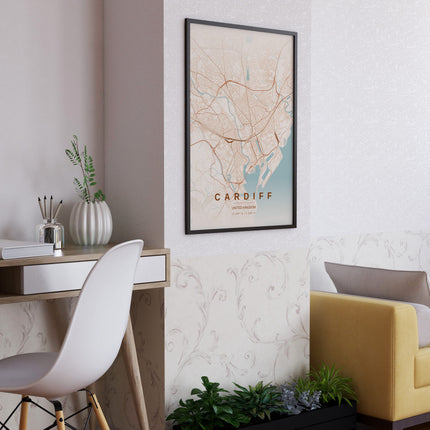 Cardiff Map Art Print - Alternative Angle View