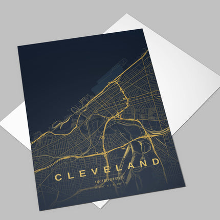 Cleveland Map Art Print - Alternative Angle View
