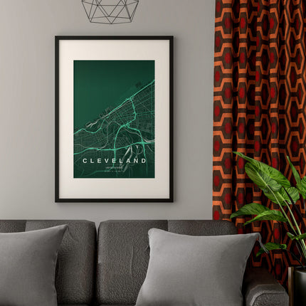 Cleveland Map Art Print - Lifestyle Room Setting